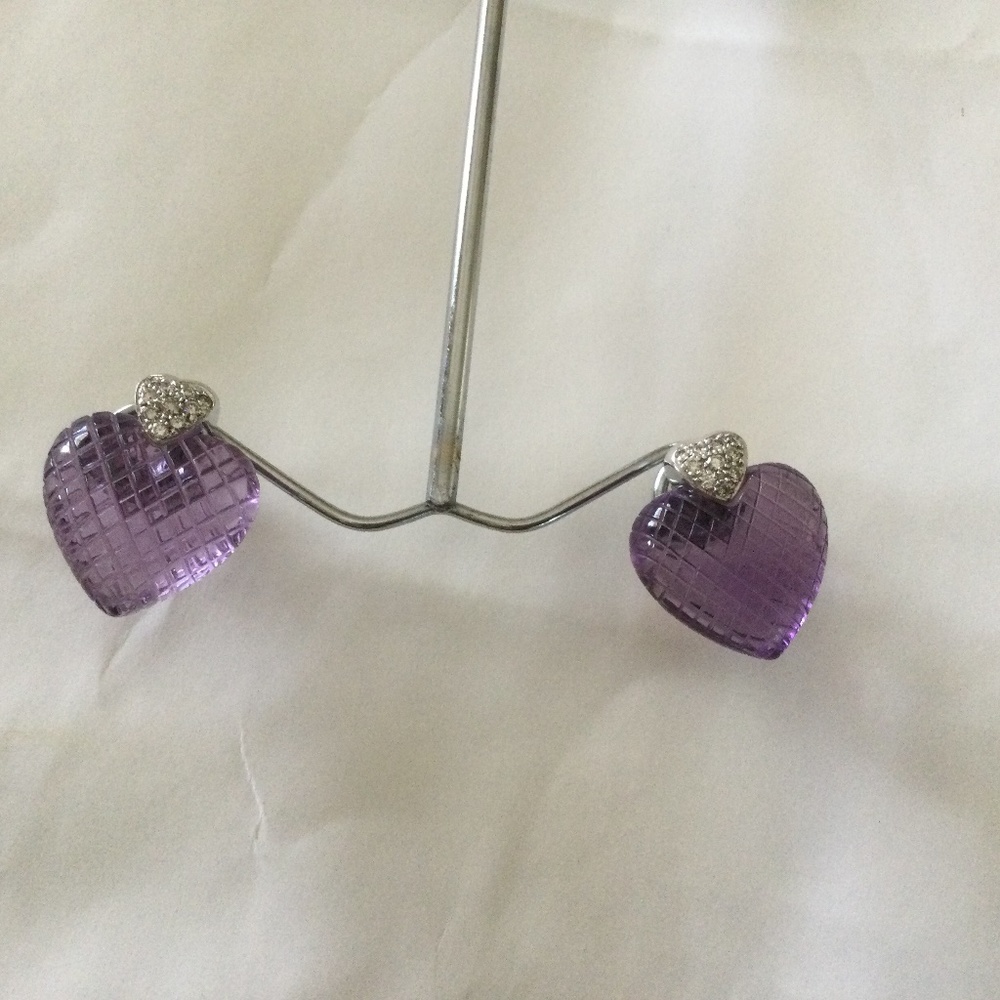 BIBIGI 18K Gold Diamond & Amethyst Heart Earrings